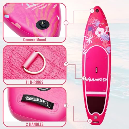 WNOVA Inflatable Paddle Boards for Adults and Youth, 11'x33 Wood Grain Stand Up Paddle Board with SUP Accessories, Portabl...