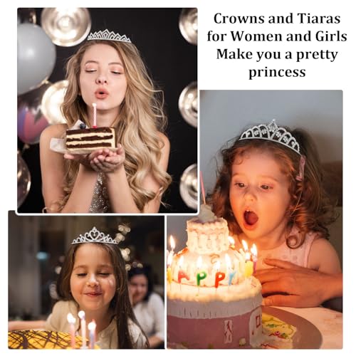 Tihebax 12 Pcs Tiaras Crowns Headbands for Women Girls Silver Princess Tiara Bulk Crown Tiaras Rapunzel Crown for Wedding ...