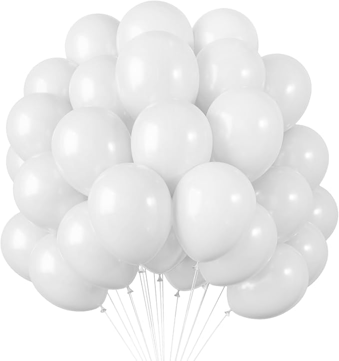 RUBFAC White Balloons 120pcs 12 Inches Latex Balloons for Birthday Baby Shower Engagement Bridal Shower Party Wedding Part...