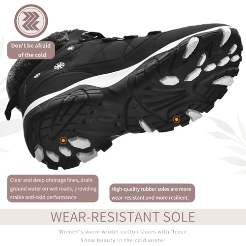 ASHION Womens Snow Boots Warm Fur Lined Winter Boots Comfortable Ankle Booties Outdoor Hiking Boots for Women