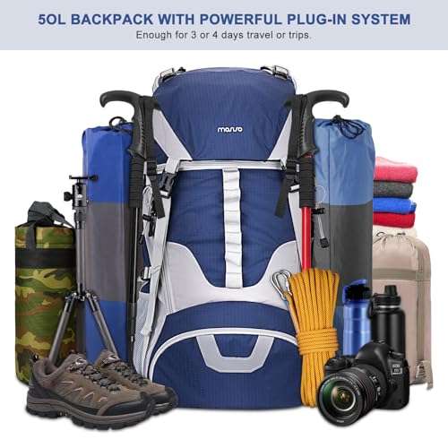 MOSISO 50L Hiking Backpack, Waterproof Camping Backpack with Rain Cover for Men Women, Lightweight Sport Daypack for Outdo...