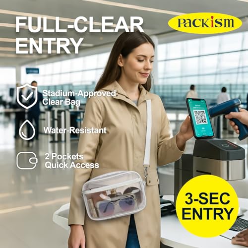PACKISM Clear Bag for Stadium Events - Clear Purses for Women Stadium Crossbody Concert Bag for Game Day, Sports, Festival