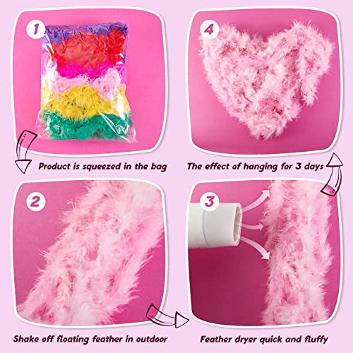 Juexica 24 Pcs Feather Boas Colorful Boas for Party Bulk Thin Plush Turkey Feather Scarf for Women Men Halloween Costume P...