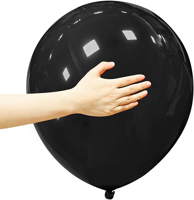18 Inch Black Balloons 12 Pack Large Latex Party Balloons Round Helium Balloon for Halloween Birthday Party Anniversary Fe...
