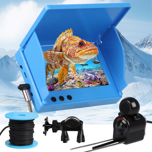 Underwater Fishing Camera 4.3 Inch IPS Monitor, Fish Finder with Infrared Night Vision Light, 1080P HD Fishing Camera with...