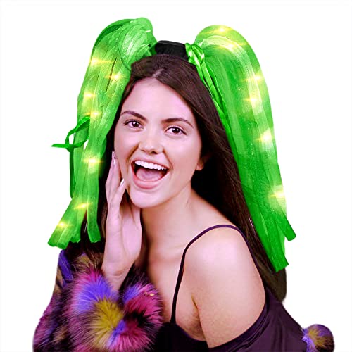 GREUS Light Up Headbands for Women Girls Noodle Hair Accessories Hair Hoops Luminous Glow Headpieces Braids Hose Flash Hea...