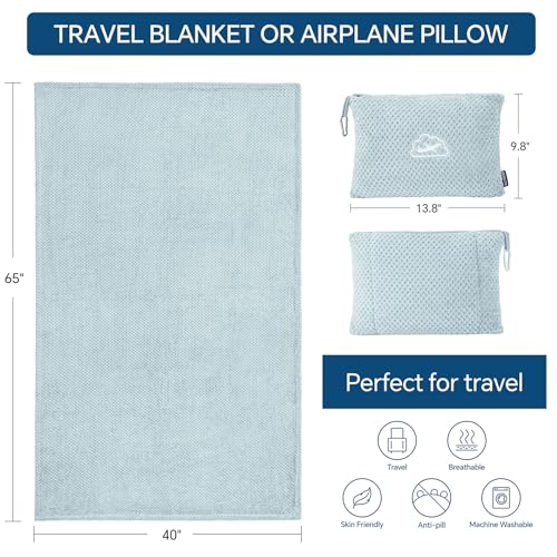 BEDELITE Travel Blanket with Bag, Ultra-Soft Jacquard Fleece Blanket with Luggage Sleeve & Backpack Clip, Airplane Blanket...