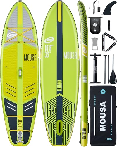 MOUSA 10‘8/11'×35" Extra Wide Inflatable Stand Up Paddle Board, Stable Paddleboard SUP for 2 People/Family, Anti-Slip Full...