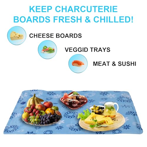 2 Pcs Large Reusable Freezable Ice Mat for Keeping Food Trays, Cheese Boards, Veggie Plates Fresh and Cold, Charcuterie Ch...