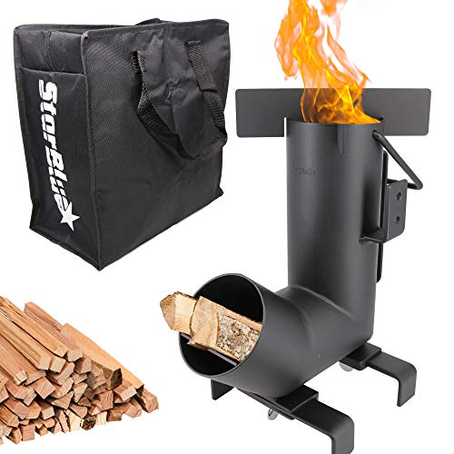Camping Rocket Stove by StarBlue with FREE Carrying Bag - A Portable Wood Burning Camping Stove with Large Chamber Best fo...