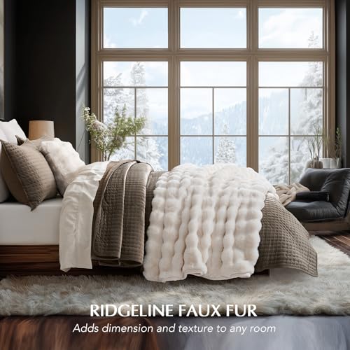 EverGrace Ultra Soft Luxury Fluffy Faux Rabbit Fur Throw Blanket, Thick Warm Bubble Throw for Bed, Cozy Plush Reversible B...