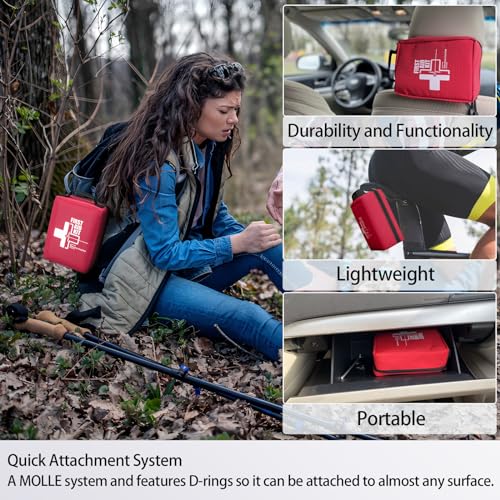 First Aid Kits - Compact First Aid Kit with Labelled Compartments Molle System Premium Emergency Kits for Home, Office, Ca...