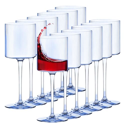 Lueumxc Plastic Goblets Wine Glasses - 12Oz Acrylic Wine Glasses Origami Unbreakable Clear Plastic Cocktail Glasses Recycl...