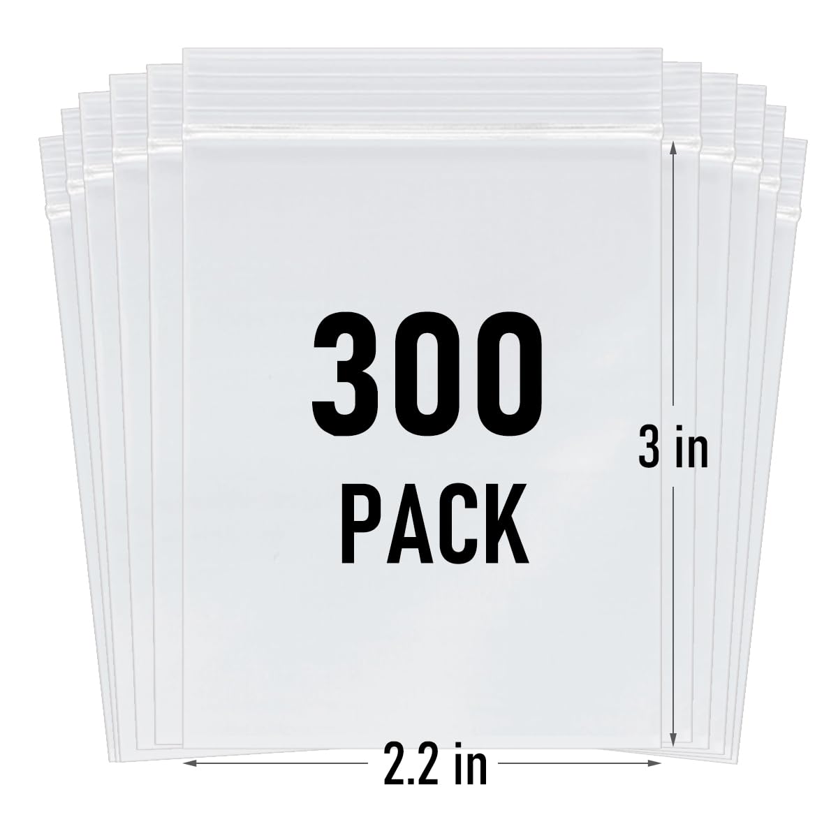 300 PCS Small Plastic Bags, 2.2 x 3 Inch Small Bags, Transparent Jewelry Bag Reclosable, Clear Mini Baggies, Resealable Poly Bag for Pill, Beads, Screws, Packaging