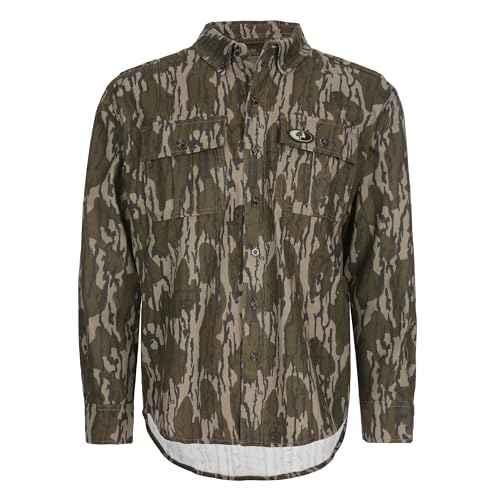 Mossy Oak Chamois Hunting Camo Shirt for Men | Heavyweight Cotton, Button Down Shirt with Pockets