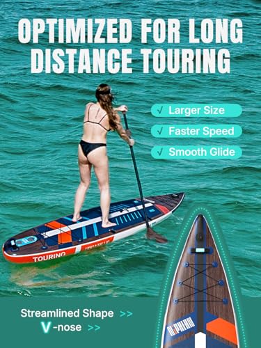 Niphean PRO (Extra Large) Paddle Board, 12'6" Stand Up Inflatable Paddle Board with Seat, Pressure Gauge, Multifunctional ...