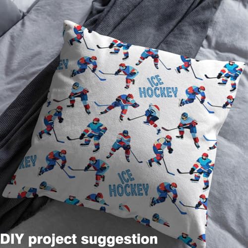 Erosebridal Ice Hockey Fabric by The Yard,Winter Snowy Sports Theme Upholstery Fabric for Child,Extreme Outdoor Sport Craf...