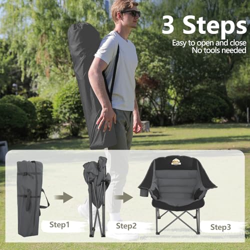 Colegence Oversized XL Padded Camping Chair Wide Heavy Duty Lawn Chairs Support 450 LBS Portable Folding Gaint Camp Chair ...