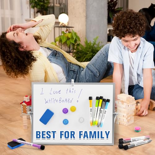 Grtard Magnetic Dry Erase Board with Stand, 18''x14'' Double-Sided White Board for Kids, Desktop Whiteboard with Stand, La...