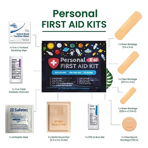 First Aid Emergency Medical Kit Mini and Travel Size - 10 Pack | Great for Kids, Schools, Business, Hiking, Camping | Woun...