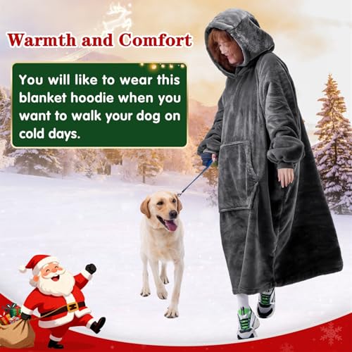Waitu Wearable Blanket Sweatshirt Gifts for Women and Men, Warm and Cozy Giant Blanket Hoodie, Thick Flannel Blanket with ...