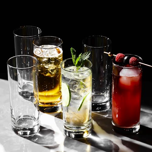 LEMONSODA Premium Highball Glass Set - Elegant Tom Collins Glasses Set of 6-12oz Tall Drinking Water Glasses - Bar Glasswa...