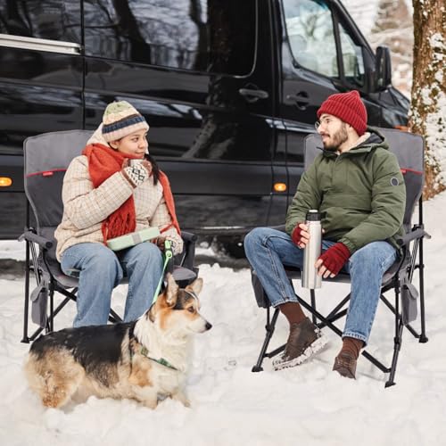 TIMBER RIDGE Oversized Heated Camping Chair for Outdoor Sports, High Back Padded Lawn Chair for Adults Support Up to 500lb...