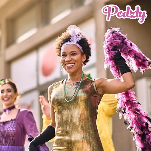 Podzly 144 Mardi Gras Beads Necklace Bulk Assortment - 33" Metallic, Bead Necklaces for Party - Dazzling Beads Necklaces f...