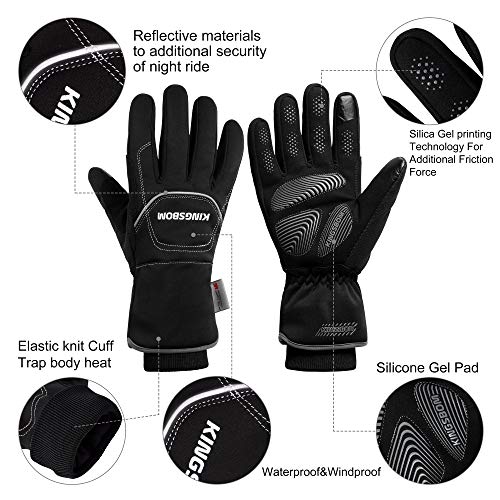 KINGSBOM -40F° Waterproof & Windproof Thermal Gloves - 3M Thinsulate Winter Touch Screen Warm Gloves - for Cycling,Riding,...