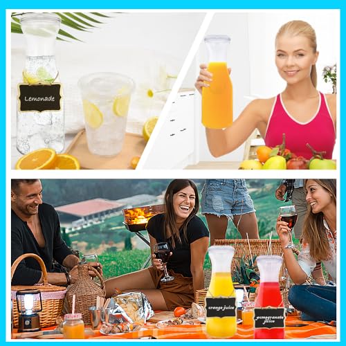3 Pack Glass Bottles Set Glass Carafe with Lids 34 Ounces Water Decanter Juice Pitcher for Wine Milk Juice & Mimosa Bar, B...