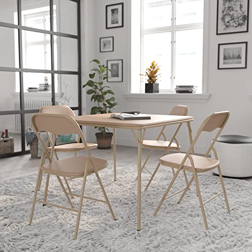 Flash Furniture Madison 5-Piece Folding Card Table and Chairs Set, Portable Event Table and Chairs Set for Indoor and Outd...