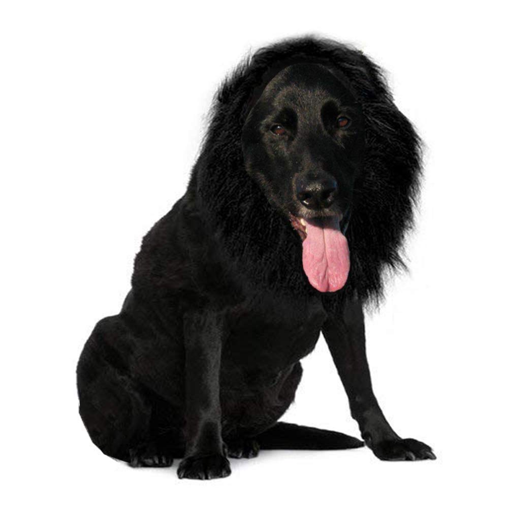 Funny Dog Costume, Lion Mane Wig for Dog Halloween Christmas Dress Up (Color: Black, Size: Large)