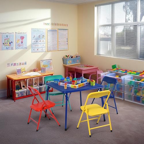 Homy Casa Kids 5-Piece Folding Table and Chairs Set for Daycare and Classrooms, Children's Activity Table and Chairs Set, ...