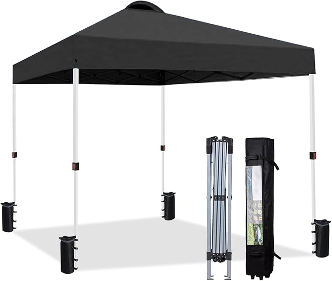 10x10 Heavy Duty Pop Up Canopy Tent, Easy Setup Instant Outdoor Canopy with Vented Top and Wheeled Bag, Bonus 8 Stakes and...