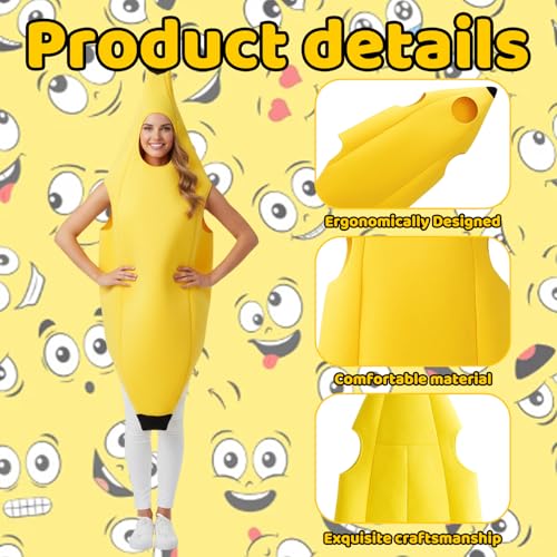 UIRJ Banana Costume, Bannana Costume, Banana Costumes - Funny and Comfortable Outfit for Themed Events, Gatherings, Festiv...