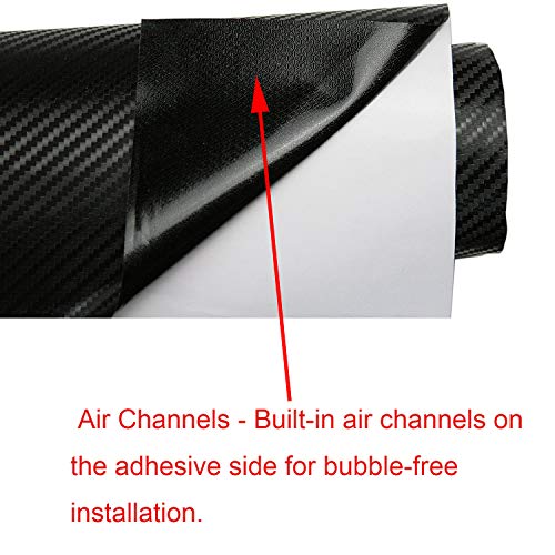 LZLRUN 3D Carbon Fiber Vinyl Wrap - Outdoor Rated for Automotive Use - 12 inches x 60 inches Contain Knife and Hand Tool (...