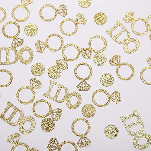 Gold Wedding Table Confetti,Glitter Paper Diamond Ring Confetti, I Do Engagement Party Table Scatter,Bachelorette Bridal S...