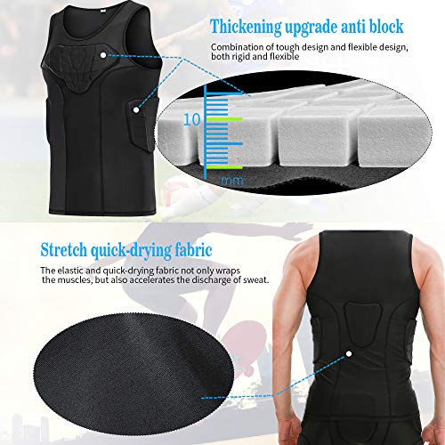 DGXINJUN Men Padded Chest Rib Protector Vest 4-Pads Shirt for Adult Football Baseball Softball Rugby Basketball