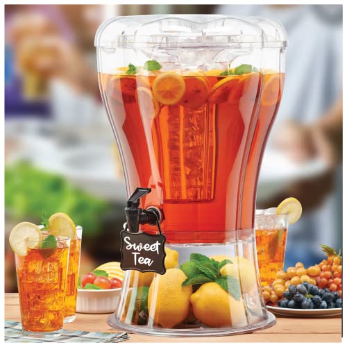 Buddeez 3.5 Gallon Clear Drink Dispenser - Built In Ice Cone and Spigot for Easy Pouring - Party-Perfect Serving Station w...