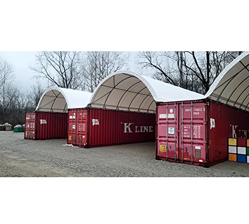 Mytee Products 40'(L) x 40'(W) Shipping Container Canopy Shelter - 21 Oz 610 GSM PVC White Cover Storage Container Roof wi...