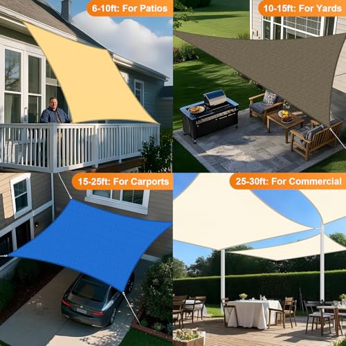 Artpuch 10' x 10' Sun Shade Sails Square Canopy, Sand UV Block Cover for Outdoor Patio Garden Yard