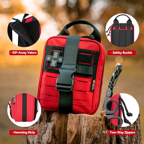RHINO RESCUE Survival First Aid Kit, HSA/FSA Eligible, Emergency Kit Molle Pouch IFAK Medical Kit for Vehicles Car Camping...