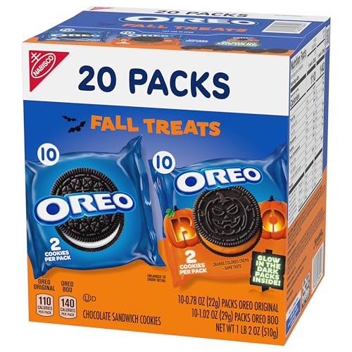 OREO Boo! Fall Treats Trick or Treat Halloween Cookies Variety Pack, 20 Snack Packs (2 Cookies Per Pack)