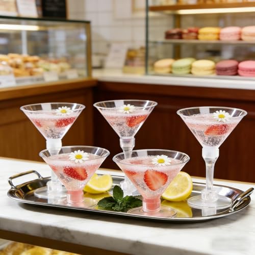 DZJHPGZD 40 PCS Disposable Martini Glasses for Parties 5oz Martini Tall Cup,Plastic Martini Glasses Disposable,Tall Martin...