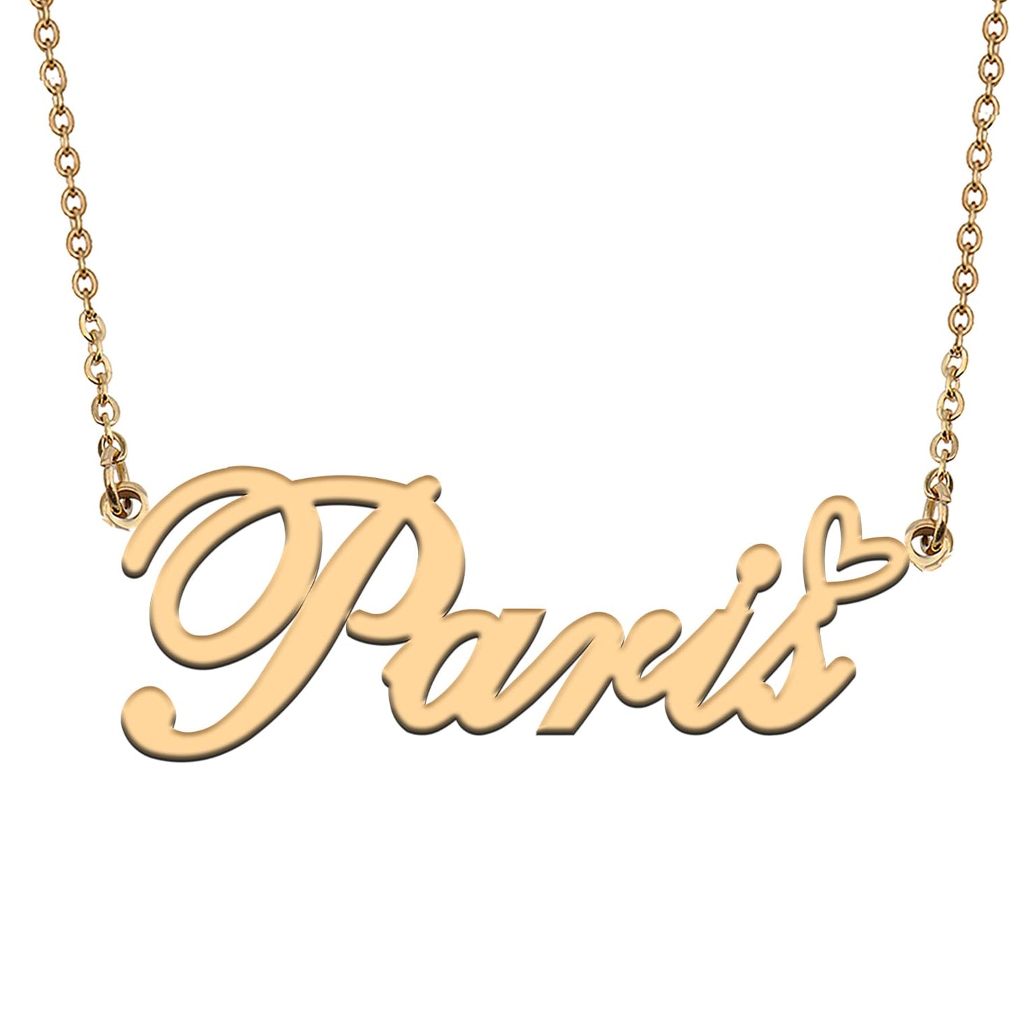 HUAN XUN Paris Name Necklace for Women 18k Plate Nameplate Custom Necklaces Charm Stainless Steel Jewelry Gifts for Family