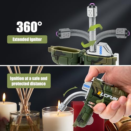 LcFun Electric Lighter USB Rechargeable Arc Lighters Windproof Plasma Lighters with LED Battery Display, Waterproof Electr...