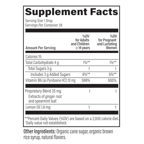 UpSpring Stomach Settle Drops for Occasional Nausea Relief/Upset Stomach with Ginger, Lemon, Spearmint, and B6. Mint Flavor Drops, 28 Ct(Packaging May Vary) (Pack of 2)