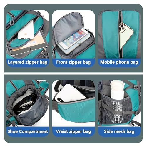 JYUNXIY Hiking Backpack for Men and Women,Waterproof Travel Bag,Reflective,Sport Outdoor,Lightweight,Camping,Shoe Compartm...