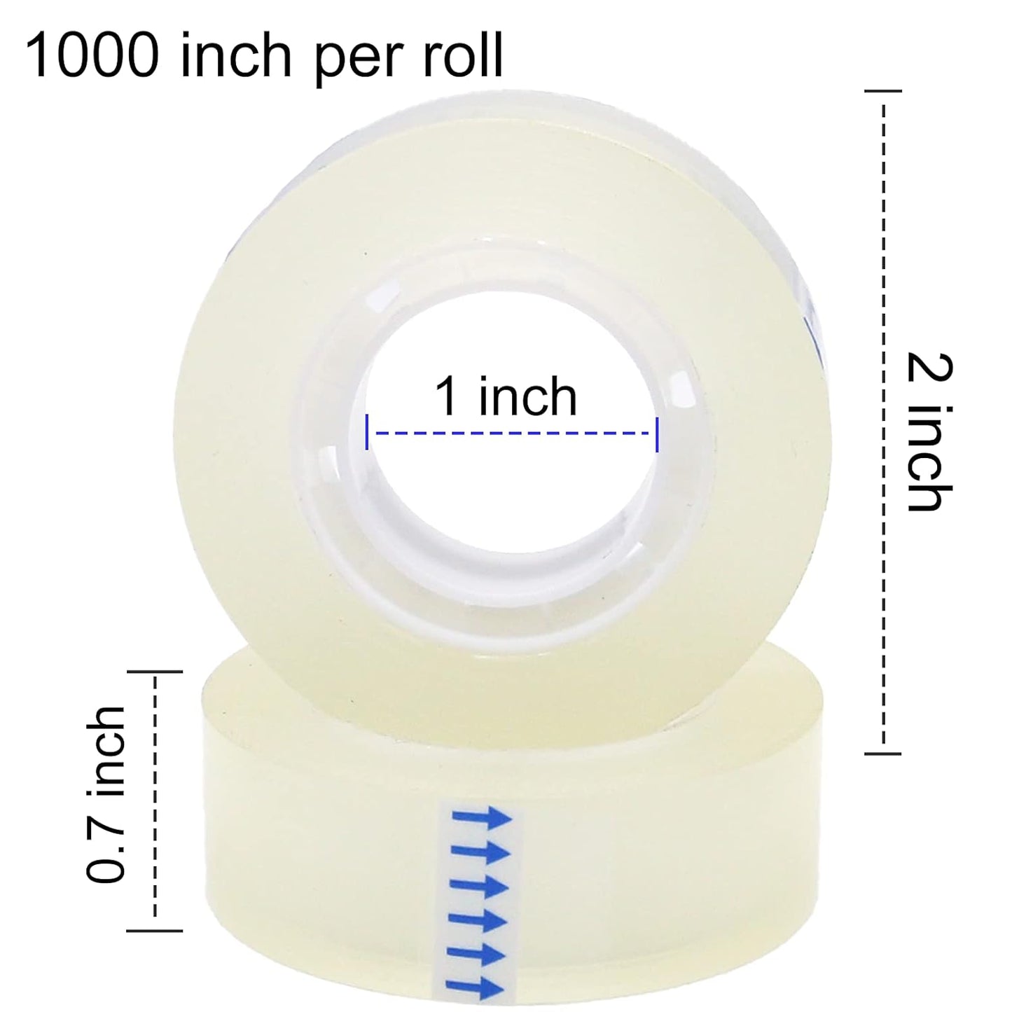 OWLKELA 12 Rolls Transparent Tape Refills, Clear Tape, All-Purpose Transparent Glossy Tape for Office, Home, School (Pack of 2)
