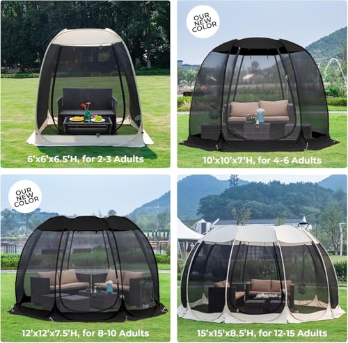 Alvantor® Screen House Gazebo, Pop Up Igloo Screened Canopy Tent with Mosquito Netting Sides, Instant UV Resistant Sun She...